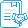 icon of shaking hands and documents on paper