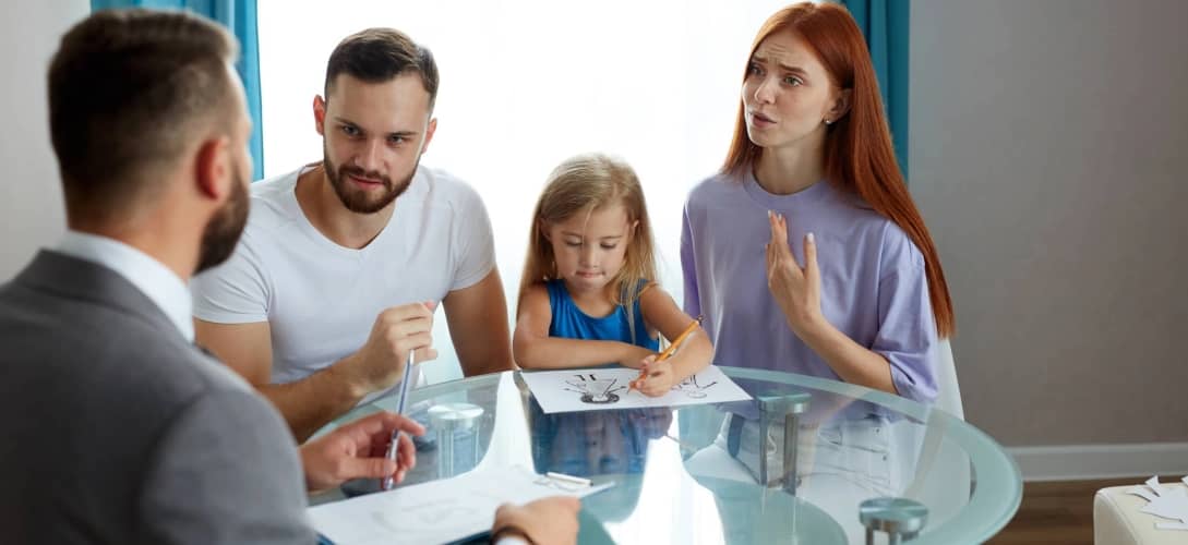 professional psychologist support young married family with daughter